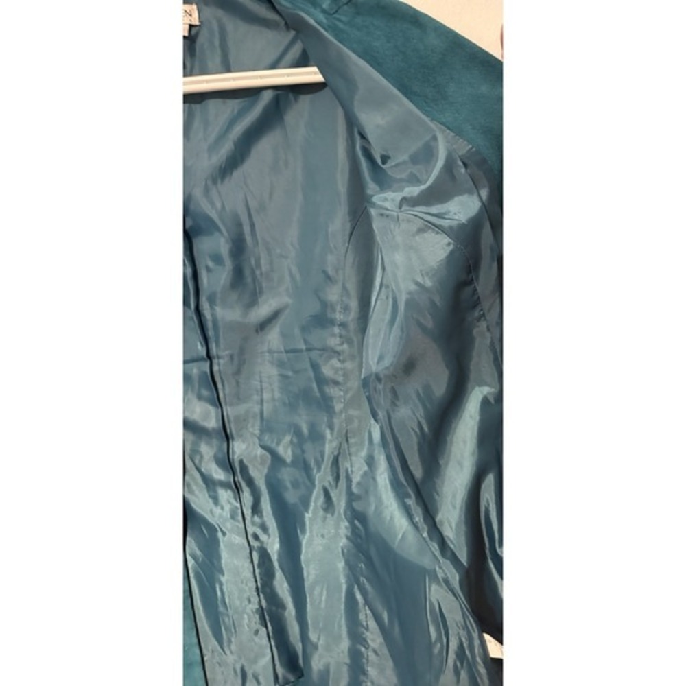 Nancy Bolen City Girl Teal‎ Suede Leather Blazer Jacket Women Size S - Picture 6 of 8